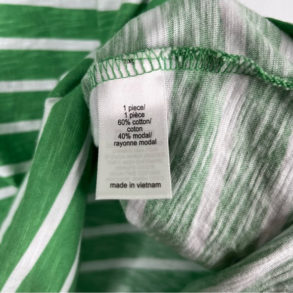 Maurices 24/7 Dawson T-Shirt Womens L Green White Stripe Crew Neck Drop Shoulder - Picture 13 of 14